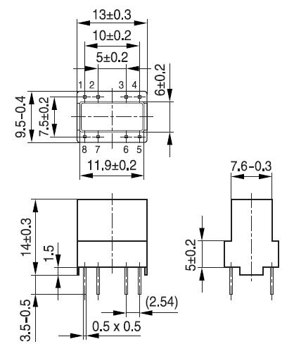 d*h=11.9*6.0 мм Футляр 8 выв. верт. B64292A1008X000