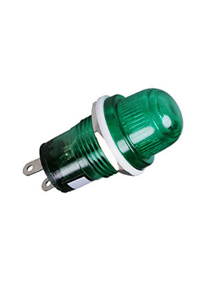 P-809G-12V, лампа накаливания c держателем зеленая 12В d=19мм